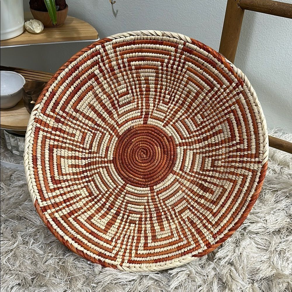 Boho Natural Woven Patterned Basket For Home Decor
